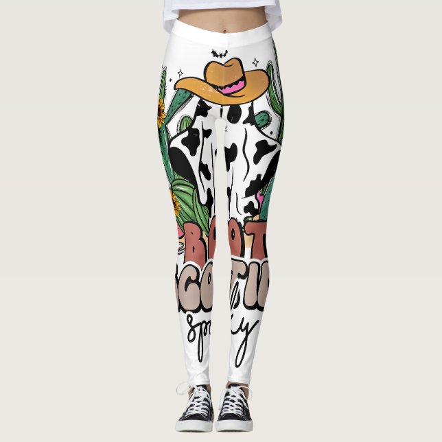 Leggings Boot Scootin_ Spooky, Halloween Occidental, Countr (Anverso)