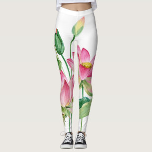 Leggings Borde de acuarela de Lotus rosa