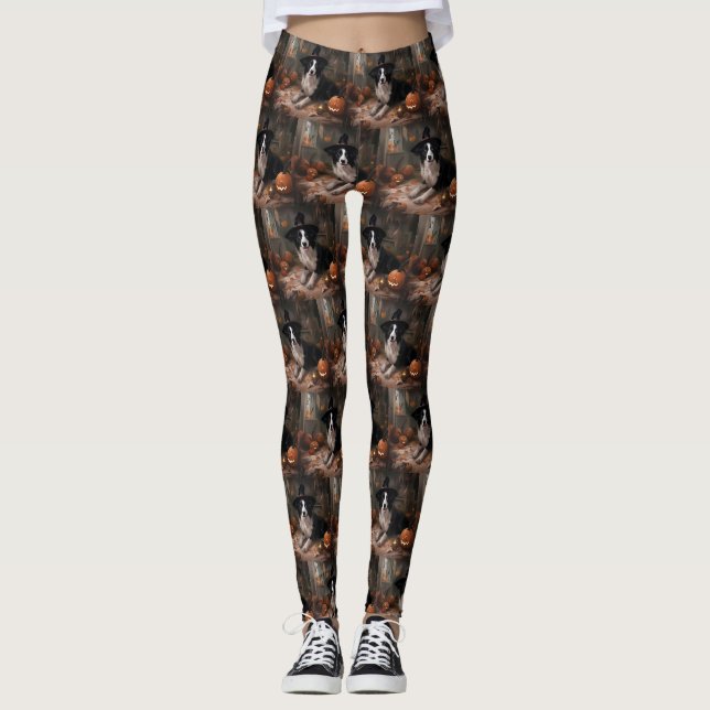 Leggings Borde de Collie Pumpkins Halloween Scary (Anverso)