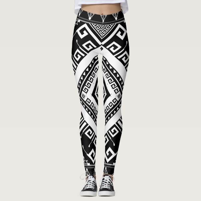 Leggings Borde étnico geométrico indio, abstracto. (Anverso)