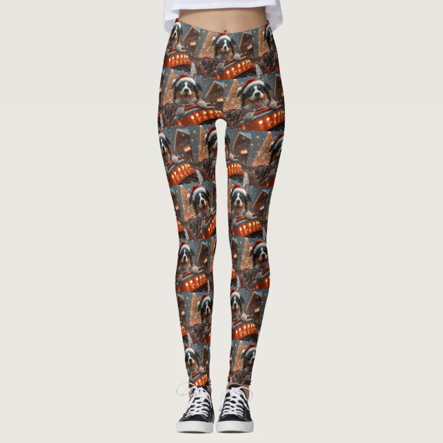 Leggings Border Collie Perro Montaña Rusa Navidad (Anverso)