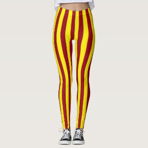 Leggings Borgoña vertical y rayas amarillas