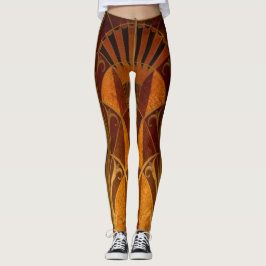 Leggings Borgoña y el oro Art Deco