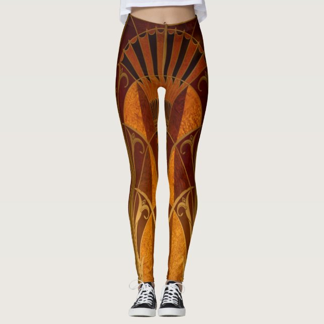 Leggings Borgoña y el oro Art Deco (Anverso)