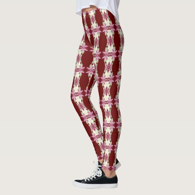 Leggings Borgoña y floral rosa (Izquierda)