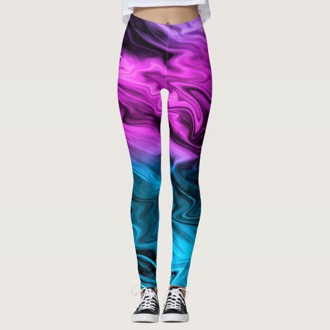 Leggings Borroso fondo de moda Crimson y azul (Anverso)