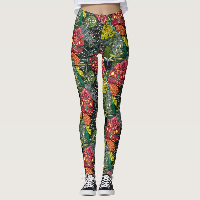 Leggings bosque boho hojas (Anverso)