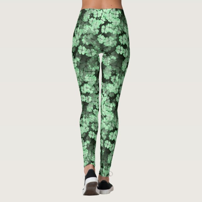 Leggings Bosque del trébol del verde del día de St Patrick (Reverso)