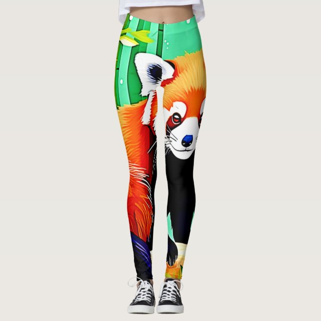 Leggings Bosque Panda Rojo (Anverso)