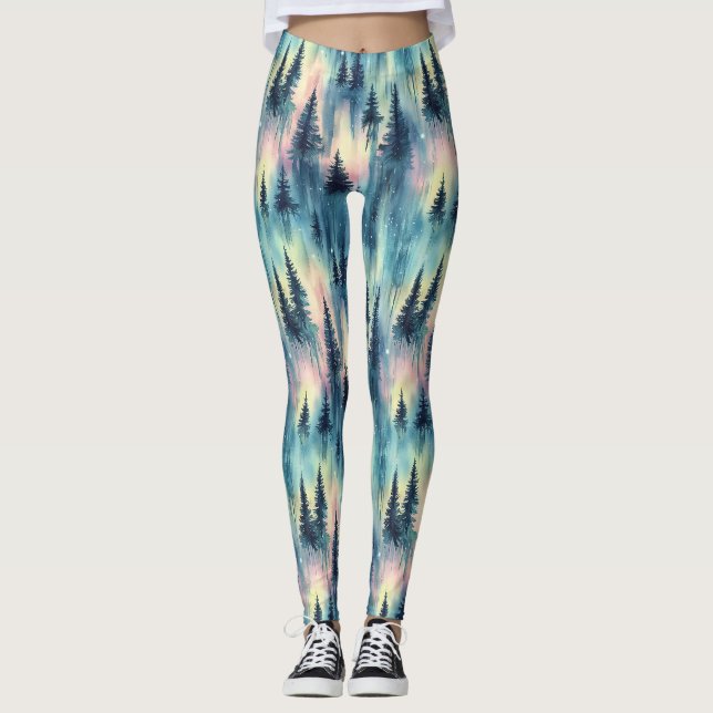 Leggings Bosque patrón luces del norte (Anverso)