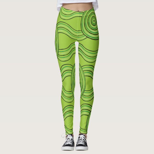 Leggings Bosque tropical de arte aborigen (Anverso)