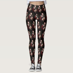 Leggings Boston Terrier con Navidades festivos de Santa Cla