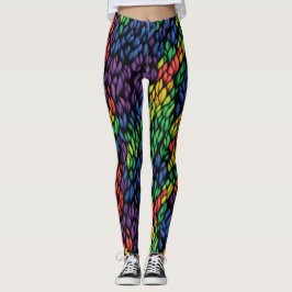Leggings Botánica Colorida Abstracta de Hojas Verdes