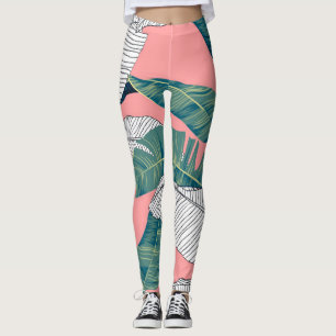 Leggings Botánico de plátano: Brillante Red Seamless