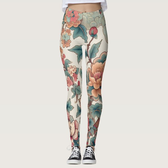 Leggings Botánico elegante de inspiración asiática (Anverso)
