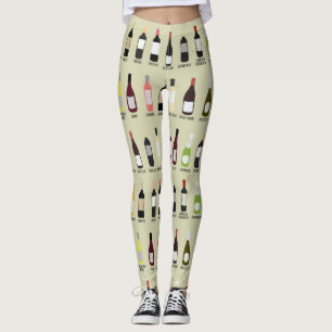 Leggings Botellas de los amantes del vino con nombres paten