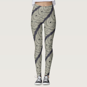 Leggings Botones grises Patrón de fondo púrpura