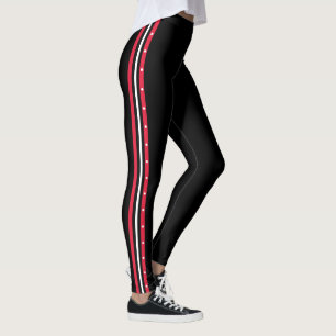 Leggings Botones negros blancos rojos de la moda lateral de