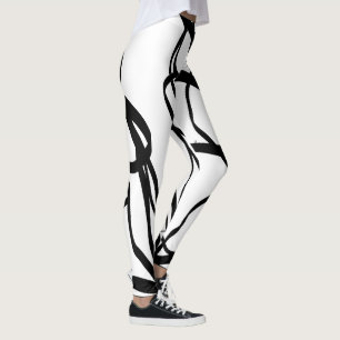 Leggings Bouquet Blanc: Resumen blanco y negro