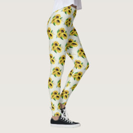 Leggings Bouquet de girasol amarillo en acuarela