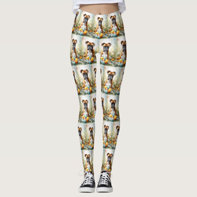 Leggings Boxer Dog con vacaciones en Pascua (Anverso)