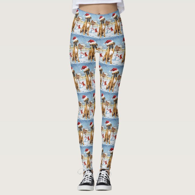 Leggings Boxer Dog Winter Wonderland Navidades Alegría (Anverso)