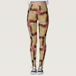 Leggings boxlines simétricos sqyare violet y oro