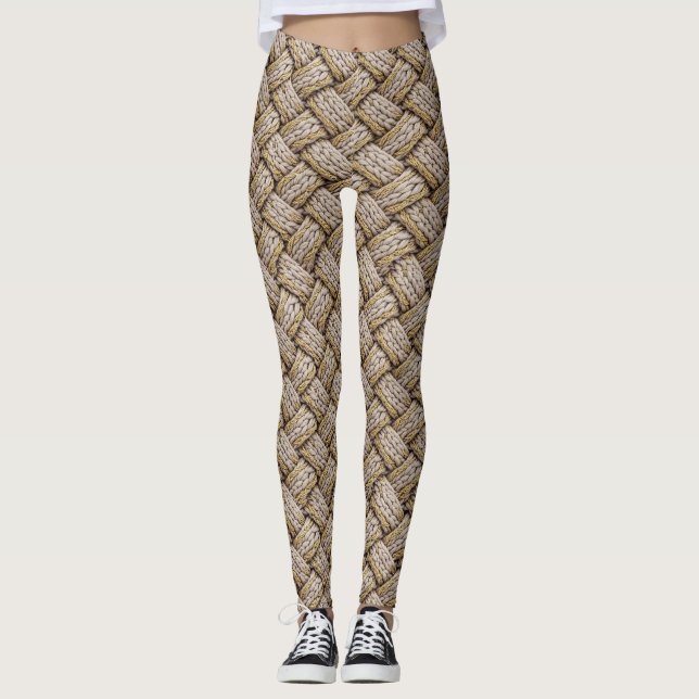 Leggings Braided Thread Knit Texture – Warm Beige (3) (Anverso)
