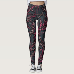 Leggings Briar Grunge con Espinas: Orgánico Rosa Oscuro y C