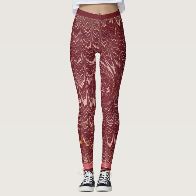 Leggings brick red marble print (Anverso)