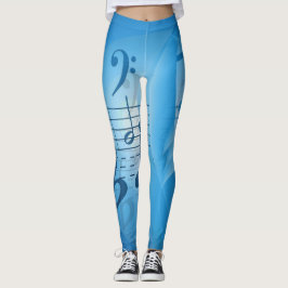 Leggings Bright Blue Music Notes