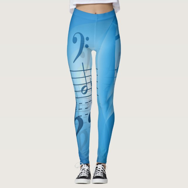 Leggings Bright Blue Music Notes (Anverso)