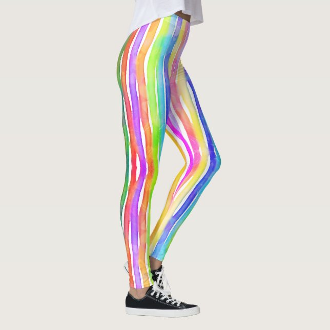 Leggings Bright Colorful Modern Striped Yoga Capri (Derecha)