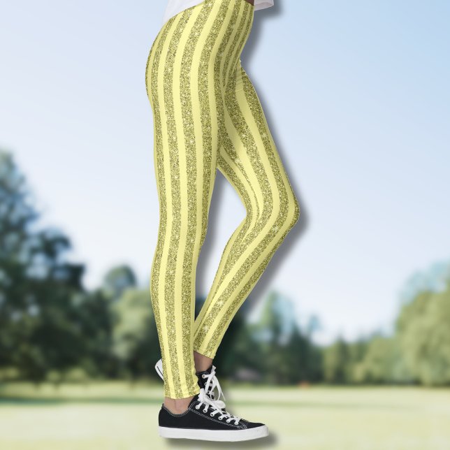 Leggings Bright Yellow Glitter Style Vertical Stripes (Subido por el creador)