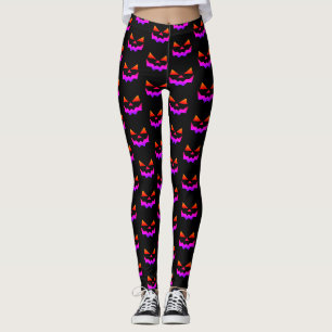 Leggings Brillante cara de calabaza de calabaza de Jack-o-l