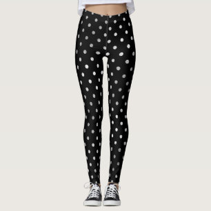Leggings Brillante delicado del negro de plata de los