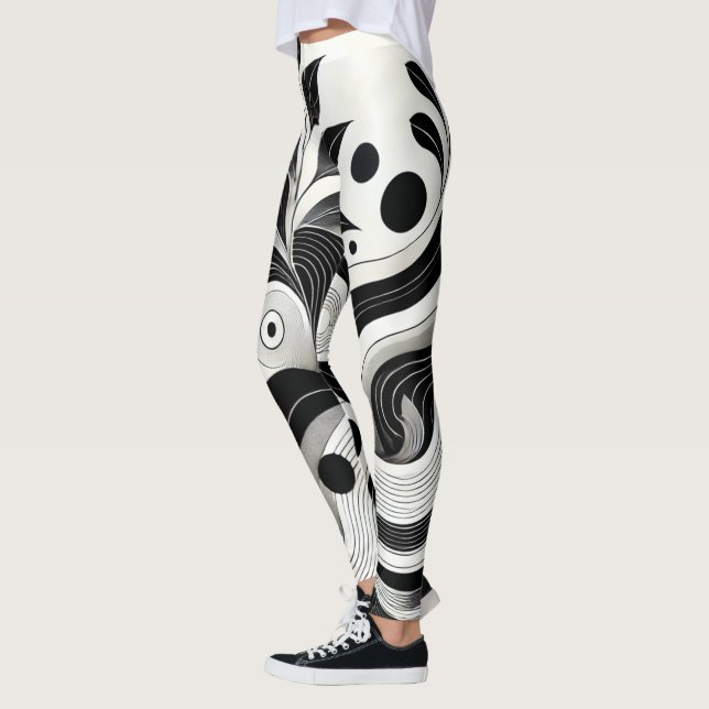 Leggings Brillante Gimnasio femenino de negro y blanco (Izquierda)