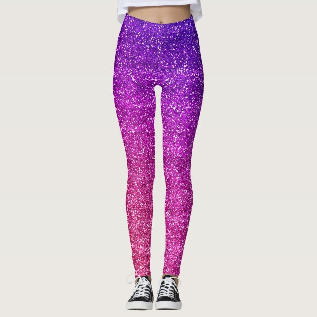 Leggings Brillante gradiente de purpurina rosa y morado (Anverso)