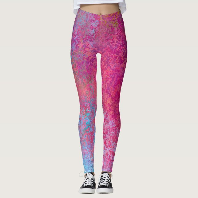Leggings Brillante Magenta Sunset Abstract Acrylon Pour (Anverso)