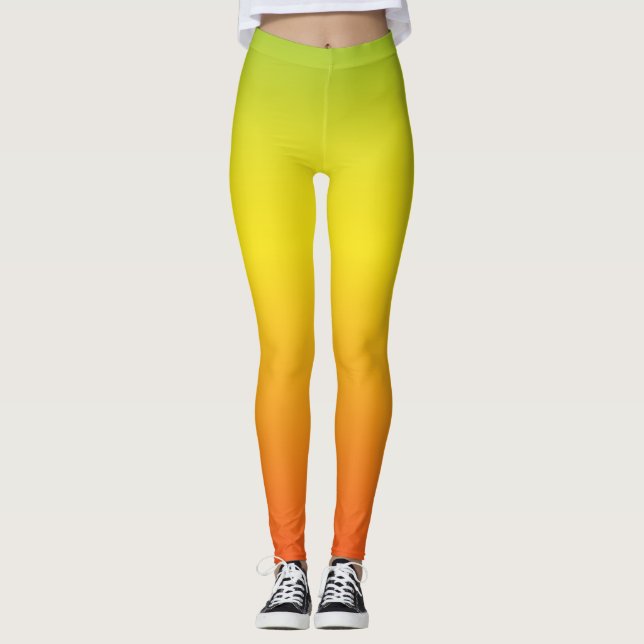 Leggings Brillante negrita Naranja Green Ombre Workup (Anverso)
