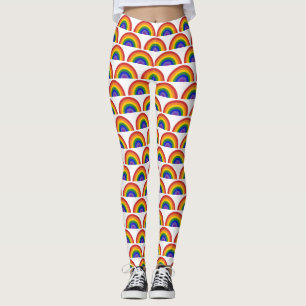 Leggings Brillante patrón arcoiris en el orgullo LGBTQ blan