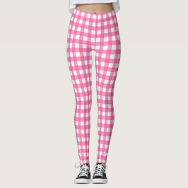 Leggings Brillante rosa y blanco Gingham