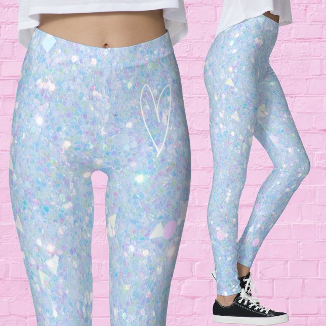Leggings brillantes de azul pervinca con purpurina (Subido por el creador)