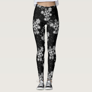 Leggings Brillantes de nieve con Navidades gráficos en NEGR