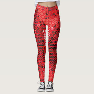 leggings brillantes de secuelas rojas