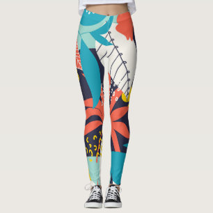 Leggings Brillantes hojas tropicales patrón oscuro