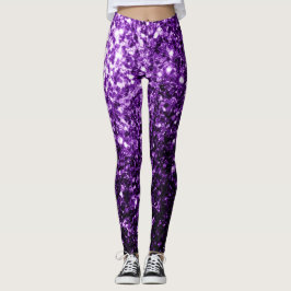 Leggings Brillantes purpurinas de color morado oscuro