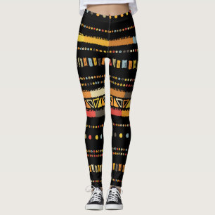 Leggings Brillantes tiras tribales patrón hecho a mano