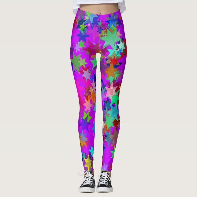 Leggings Brillantes y coloridas piernas estelares (Anverso)