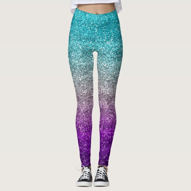 Leggings Brillo con gradiente azul, gris y púrpura (Anverso)